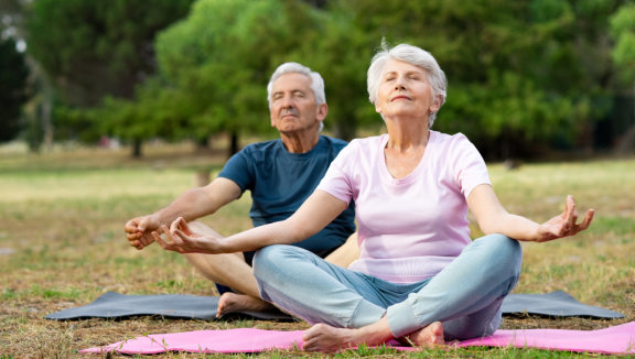 seniors doing yoga